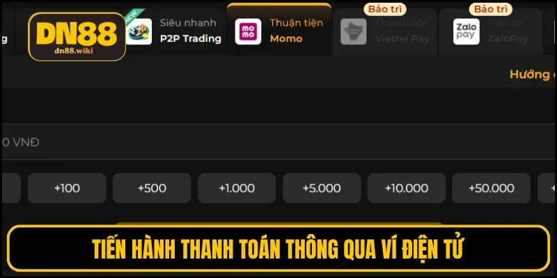 Tiến hành thanh toán thông qua ví điện tử
